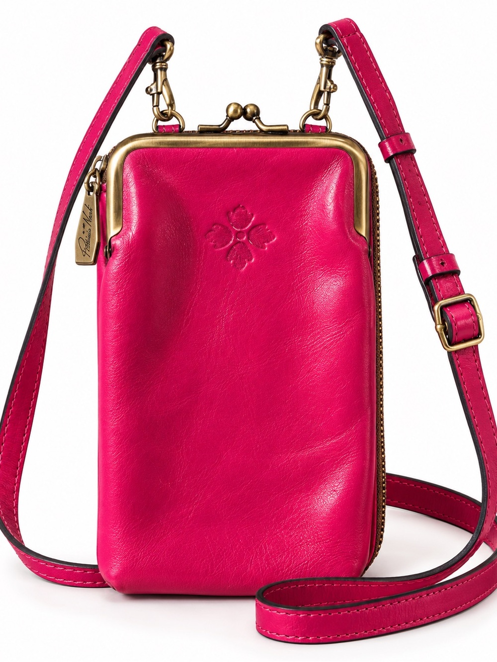 Patricia Nash Beautiful Pertina Frame Crossbody Bag Fuchsia Pink Leather Wallet